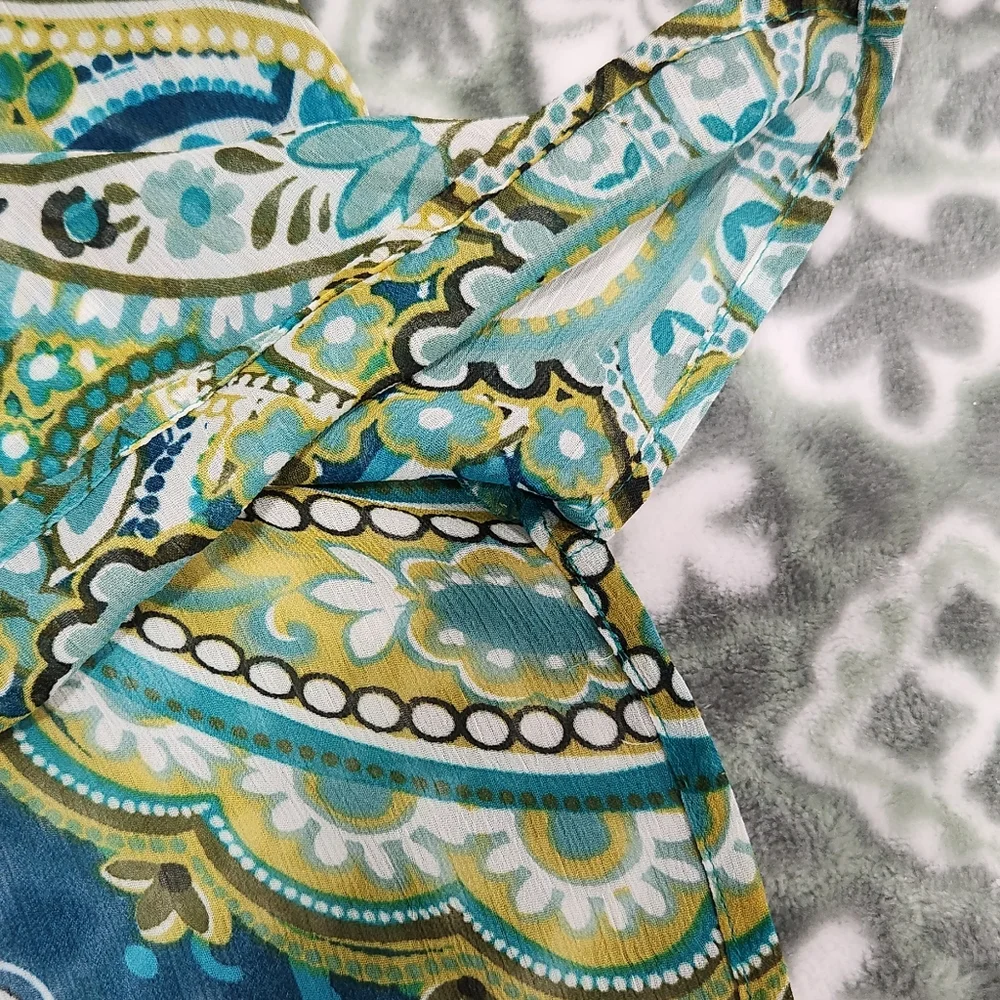 Susan Graver Crinkled Sheer Chiffon Printed Tunic with Knit Tank - Picture 4 of 7